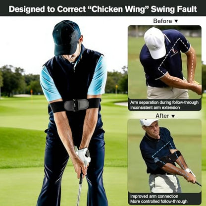Golf Swing Trainer Set – Wrist Trainer & Arm Band Golf Training Aid for Swing Practice, Adjustable Wrist Training Aid & Arm Connection Band for Beginner to Intermediate Golfers