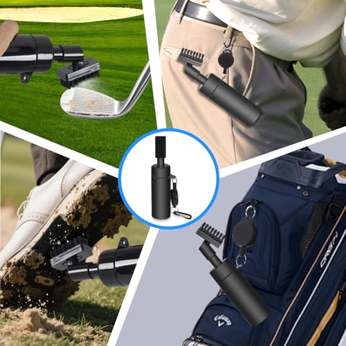 Golf Club Brush Cleaner with Water Bottle 7.5 Inches Holds 4 Ounces of Water - 2 Pack Pro Golf Club Cleaner Brush with Heavy Duty Retractable Clip - Golf Accessories