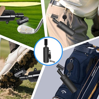 Golf Club Brush Cleaner with Water Bottle 7.5 Inches Holds 4 Ounces of Water - 2 Pack Pro Golf Club Cleaner Brush with Heavy Duty Retractable Clip - Golf Accessories