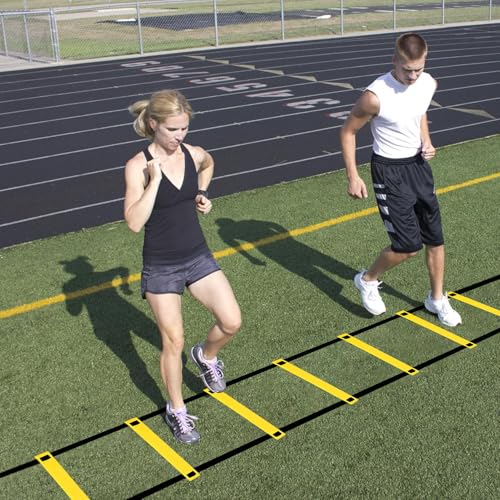 Agility Ladder Training Kit – Workout Equipment, Fitness Tool | Speed Coordination Ladder, Balance Control Rope, Adjustable Field Exercise Accessory, Outdoor Conditioning System for Teens Men Women