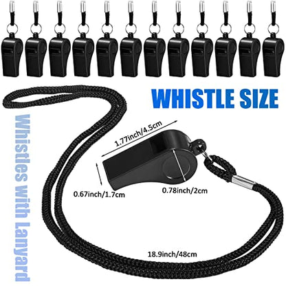 Flutesan 48 Pcs Whistles Bulk with Lanyard Sports Loud Crisp Sound Whistles for Coach Referees Training Emergency - color: Black