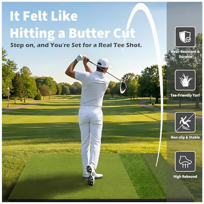 Fanshaw Premium Dual-Turf Golf Mat: 5x4ft 40MM-50MM Thickened for Backyard, Driving Range, Indoor & Outdoor Practice Hitting, Swing & Chipping, Ideal Gifts for Men Dad