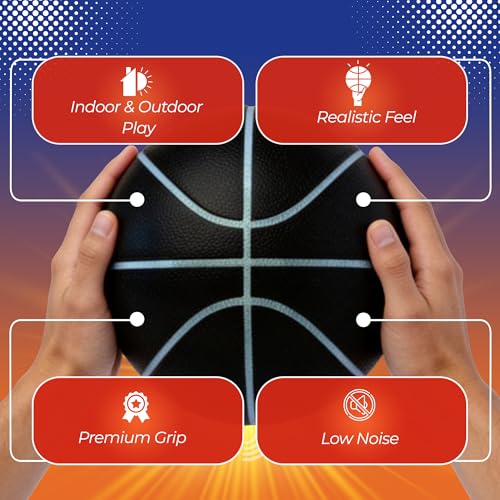 600g Premium Indoor Silent Basketball, Official Size 7 (29.5"), Never Compressed, Realistic Bounce, Premium Grip Grooves, High-Grade Foam, Indoor/Outdoor Practice for Home Drills