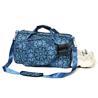Boulder Bee Pickleball Bags, Premium Pickleball Tote Bag for Girls, Women’s Hand/Shoulder Gym Bag w Water Bottle Holder, with Pickleball Racquet/Paddle Holder - color: Duffel Bag-Blue