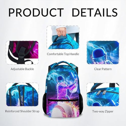 Backpack for Boys Baseball Backpacks with Padded Shoulder Straps - Kids Sports BookBag with Padded Shoulder Straps, Durable School Supplies for Teens Boys (17 Inch) - color: Light Purple