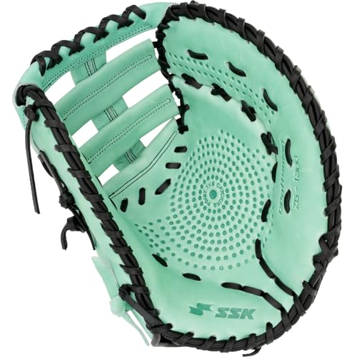 SSK Z5 Craftsman Baseball First Base Mitt – 12” – 12.25” – 12.5” – 13" – Right & Left Hand Throw - color: Mint/Black, size: 13" - Right Hand Throw