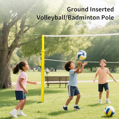 Volleyball Poles Adjustable Height,Professional Permanent Volleyball Net Posts,Outdoor Badminton Post,Volleyball Net Poles with Ground Sleeves for School Indoor Gym Adult Kids