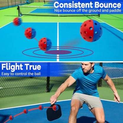 6 Pack Pickle Ball with 40 Holes, Pickleballs High Durability, Outdoor Pickleball Balls with Mesh Bag, Dual Color Pickle Balls with Superb Visibility, Stable Bounce
