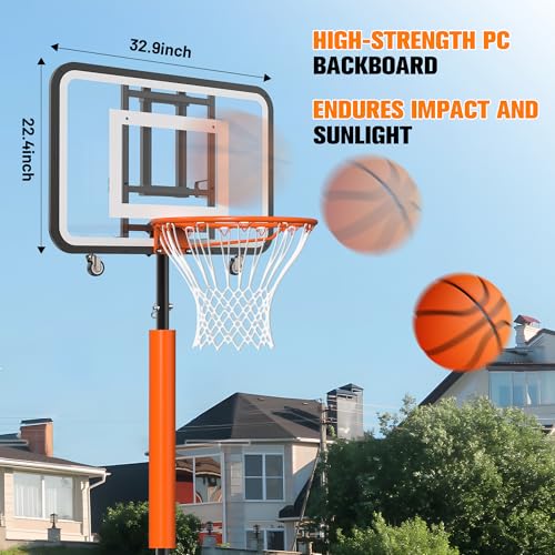 Basketball Hoop Outdoor 7.1-8.9ft Adjustable,Basketball Portable Hoops & Goals for Kids,Youth,and Adults in Backyard/Driveway/Indoor,33 Inch Shatterproof Backboard and Larger Base