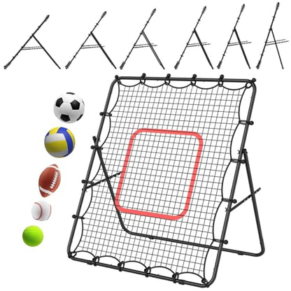 LIANTRAL Baseball Rebounder Net 4 x 4.5FT - Portable Bounce Back Trainer for Soccer, Volleyball, Softball & Lacrosse, Adjustable Kickback Target Goal for Shooting, Passing & Control Training