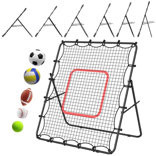 LIANTRAL Baseball Rebounder Net 4 x 4.5FT - Portable Bounce Back Trainer for Soccer, Volleyball, Softball & Lacrosse, Adjustable Kickback Target Goal for Shooting, Passing & Control Training