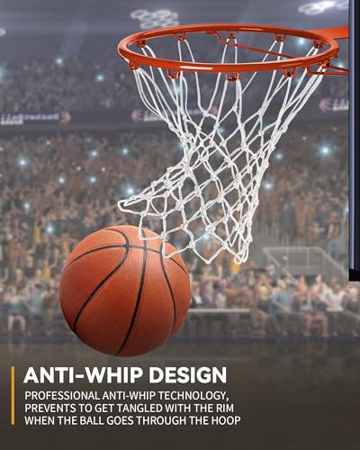 Professional Basketball Net Replacement Heavy Duty, Upgraded Durability [7.16oz], All Weather Anti Whip, Fits Standard Indoor Outdoor Rims - 12 Loops - style: White