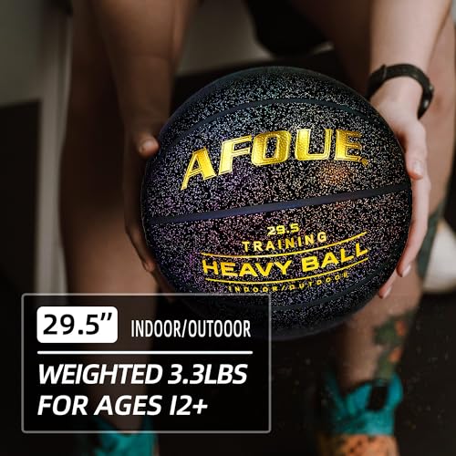 3.3LBS 1.5kg Heavy Training Basketball, 29.5" Size 7 Quality Faux Leather Construction Starry Black, Indoor Outdoor Improving Strength Handling Dribbling Shooting (Deflated)