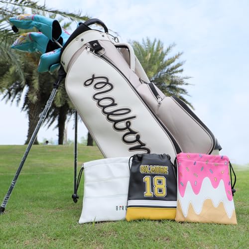 Golf Valuables Pouch, Leather Golf Tee Pouch with Drawstring Closure Golf Ball Tee Handbag Portable Golf Accessories