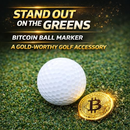 Bitcoin Golf Divot Repair Tool, All-Metal Golf Accessories - 3- in-1 Golf Multitool (Divot Tool, Ball Marker, Club Holder) | Foldable with with Pop-up Button & Magnetic Ball Marker