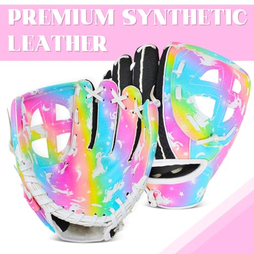 Kids Baseball Glove Softball Gloves for Girls, Baseball Mitts with Drawstring Bag, Teeball Gloves for Training and Beginner,Left Hand Gloves, Right Hand Throw