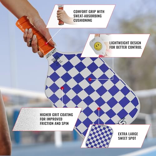 SCS Carbon Fiber Pickleball Paddle – USAPA Approved 2024 – Lightweight, Enhanced Spin, Sure-Grip Handle – Evo-Lite Series for Intermediate Players - color: Remi