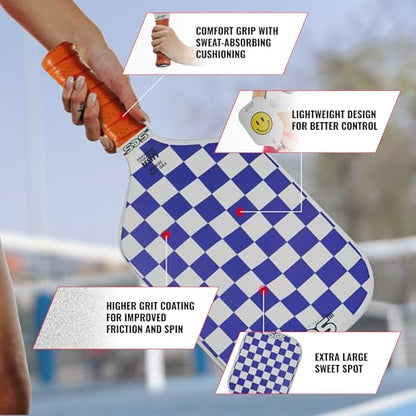 SCS Carbon Fiber Pickleball Paddle – USAPA Approved 2024 – Lightweight, Enhanced Spin, Sure-Grip Handle – Evo-Lite Series for Intermediate Players - color: Remi