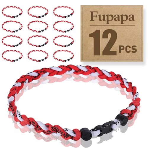 Premium 12Pack Baseball Necklaces, Multi-Color 18inches Sports Necklaces, Ideal for Baseball Team Gifts, Party Favors, Sports Parties - color: Red White