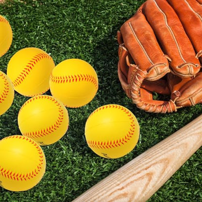 Foam Baseballs 6-Pack - Soft Practice Baseball Training Foam Balls for Kids with Drawstring Bag, Saft for Youth Beginners Batting, Fielding, Hitting, Pitching and Throwing