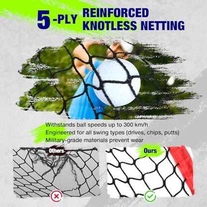 10x7 FT Golf Net with 2-in-1 Replaceable Non-Slip Golf Hitting Mat, Pro-Grade Chipping Golf Practice Net Kit, Net for Golf Driving Nets for Backyard, Indoor & Outdoor Use