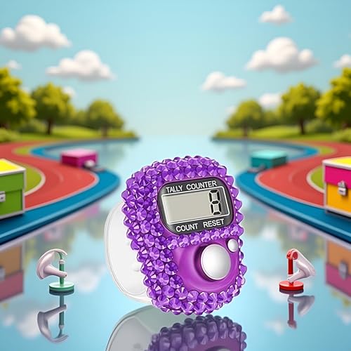 Electronic Finger Tally Counter Clicker Counter,Convenient Portable Digital Display Tally Counter,Resettable Mini Lap Counter for Golf Goods Counting Accessories,Track and Field Lap Counters - color: Purple