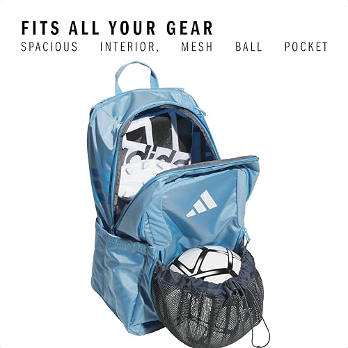 adidas Stadium 4 Soccer Backpack – Team Sports Bag with Ball Pocket, 36L - color: Light Blue