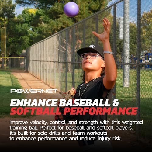 PowerNet Power Plyometrics Weighted Training Ball, Softball & Baseball Training Equipment, Weighted Baseballs to Increase Throwing Velocity - style: 32 OZ Ball Only