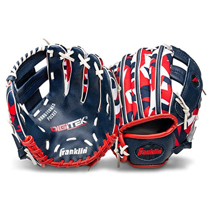 Franklin Sports Kids-Baseball Gloves - RTP Child's Tball Glove - Boys + Girls Teeball Mitt Set - Kids + Toddler - Right or Left Hand Throw - 9.5" - color: Navy/Red