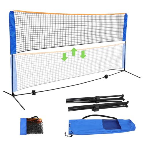 Adjustable Height Portable Badminton Net, Competition Multi Sports Indoor Outdoor Net for Kids Volleyball, Pickleball, Soccer Tennis, Lawn Tennis, Easy Setup for Backyard, Beach, Carry Bag Included