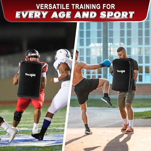 Yes4All Blocking Pad, Solid Rivets & Durable Leather Shield Pads, American Football. Basketball Training Equipment, Football Blocking Pads - Ideal for Martial Arts, Contact Drills, Sparring, Karate - color: Blocking Pads 2pcs