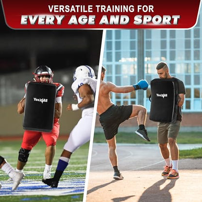 Yes4All Blocking Pad, Solid Rivets & Durable Leather Shield Pads, American Football. Basketball Training Equipment, Football Blocking Pads - Ideal for Martial Arts, Contact Drills, Sparring, Karate - color: Blocking Pads 2pcs