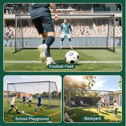 MOPHOTO Soccer Goal, 6X4/8x6/10x6.5/12x6/16x7/18.5x6.5/21x7/24x8ft Soccer Goals for Backyard, Full Size Soccer Goal for Teens & Adults Training - size: 18.5x6.5FT, style: Alu-Grey