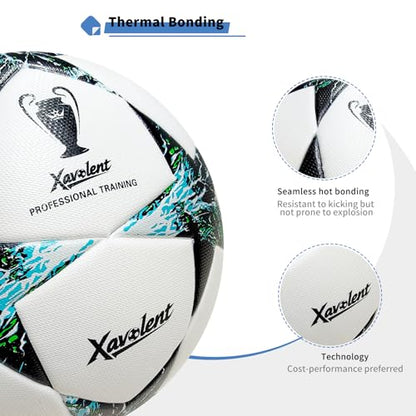Professional Soccer Ball Size 5, Thermal Bonded Waterproof PU Match-Quality Training Ball with Pump - color: black and whtie, size: size 5