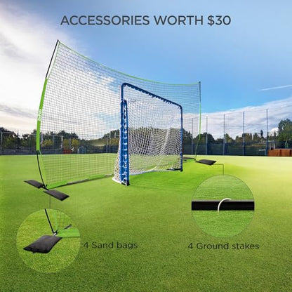 Lacrosse Backstop Net 20x10 ft Basketball Backstop Net for Backyard Sport Netting Barrier Ball Stop Net Includes Portable Carry Bag 2 Sand Bags 4 Ground Stakes