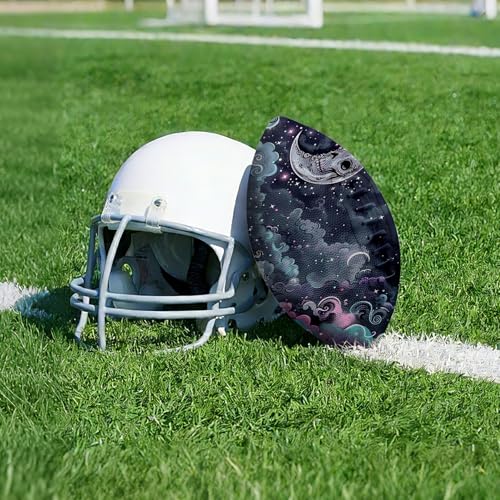 American Football, Official Size 11.9 x 7.3 Inch, Premium Composite Leather High-Grip Ball with Pro-Style Lacing, Unique Prints for Training, Games & Gifts - color: Skull Moon Nebula