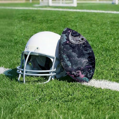 American Football, Official Size 11.9 x 7.3 Inch, Premium Composite Leather High-Grip Ball with Pro-Style Lacing, Unique Prints for Training, Games & Gifts - color: Skull Moon Nebula