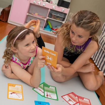 Shuffle Up Gymnastics Card Games - 70+ Fun & Active Skills Cards for Kids, Fitness Cards Develop Fundamentals, Stamina & Strength, Easy to Play for Kids | Multiple Skills Level Card Include 2 Dices - style: Gymnastics Card Games