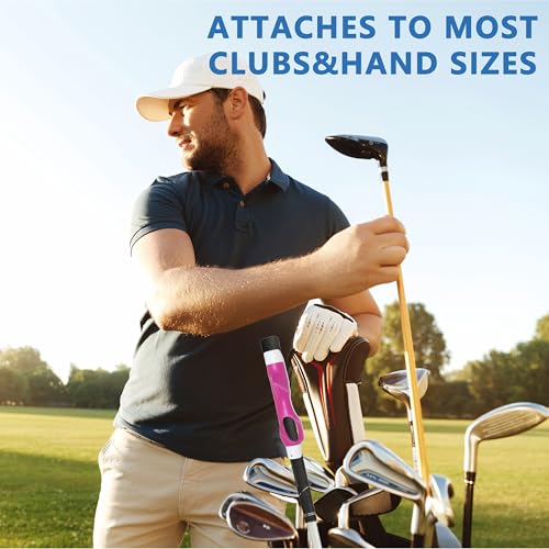 Golf Grip Trainer,Golf Club Grip Trainer Right Hand,Golf Grip Swing Training Aid for Golfer Proper Hand Position,Attaches to Most Golf Handles