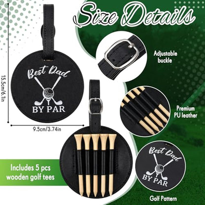 Funnymoom 3 Pcs Golf Gifts for Dad Men Husband Best Dad by Par Accessories Set Kit Include 12 oz Tumbler Tee Holder with Wood Golf Tee and Black Towel for Thanksgiving Day Christmas Birthday Gifts