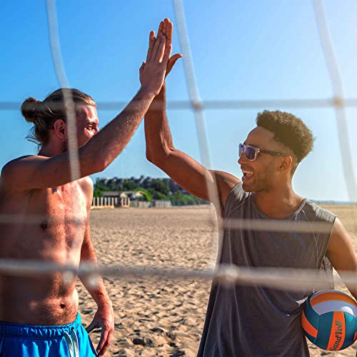 Beach Volleyball Sand Anchors - XLarge 6x6 inch Heavy Duty Plastic Boards + Elastic Thick Cord. Fits All Beach Volleyball Boundary Lines. 4 Pack (Lines not Included)