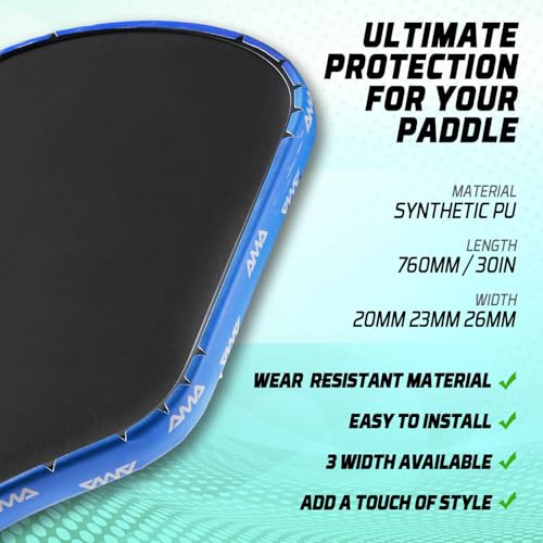AMA SPORT Pickleball Paddle Edge Guard Tape 3 Pack Edge Protection Tapes 20mm, 23mm, 26mm Width Paddle Edge Cover Perfectly Fits Curved Edge Without Wrinkling - color: AMA Blue, size: 20mm Width