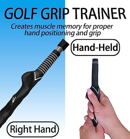 Golf Swing Trainer aid - Golf Training aid to Improve Hinge, Forearm Rotation, Shoulder turna and Grip.Portable Collapsible Swing Trainer Equipped with Golf Grip Trainer - color: Right-Black