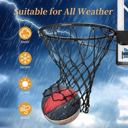 2 Pack Heavy Duty Basketball Net Replacement,2025 Upgrade Heavy Duty Basketball Net, All Weather Anti Whip,12 Loops Fits Standard Indoor or Outdoor Rims - color: Black+Black