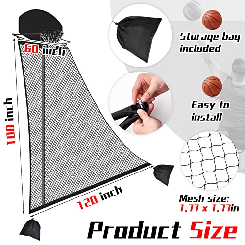 WinnerWhy Basketball Rebounder 120 x 108 x 60 Inch Heavy Duty Basketball Return System Basketball Return Attachment for Hoops Black Training Basketball Rebounder Net for Shooting Practice Hoop Outdoor
