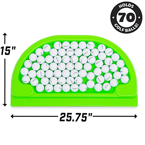 GoSports All-Weather Golf Ball Trays with 70 Ball Capacity - Black or Green - Compatible with All Hitting Mats - color: Green