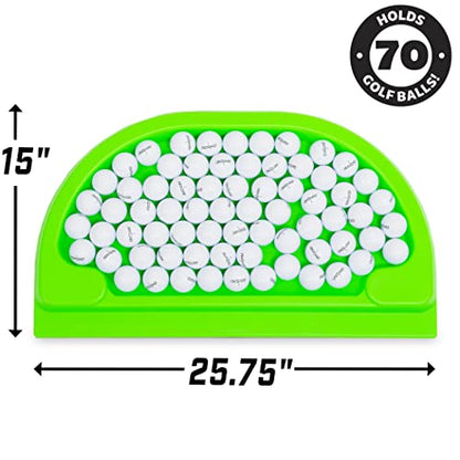 GoSports All-Weather Golf Ball Trays with 70 Ball Capacity - Black or Green - Compatible with All Hitting Mats - color: Green