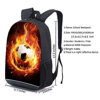 CAIWEI American Football Backpack School Bag (Burning Football 1) - color: Burning Football 1, size: 17.2*11.7*5.5 Inch