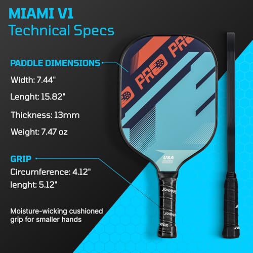 PicklePro Pickleball Paddles with Cover – Lightweight Fiberglass Pickleball Paddle for Kids, Youth & Beginners, Cushioned Grip, 13mm Honeycomb Core, Indoor & Outdoor Racket, USAP Approved