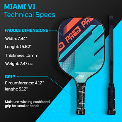 PicklePro Pickleball Paddles with Cover – Lightweight Fiberglass Pickleball Paddle for Kids, Youth & Beginners, Cushioned Grip, 13mm Honeycomb Core, Indoor & Outdoor Racket, USAP Approved